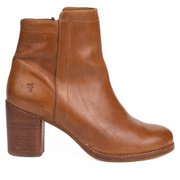 Frye Addie Tan Leather Inside Zip Booties Women's 6 B - Picture 7 of 15